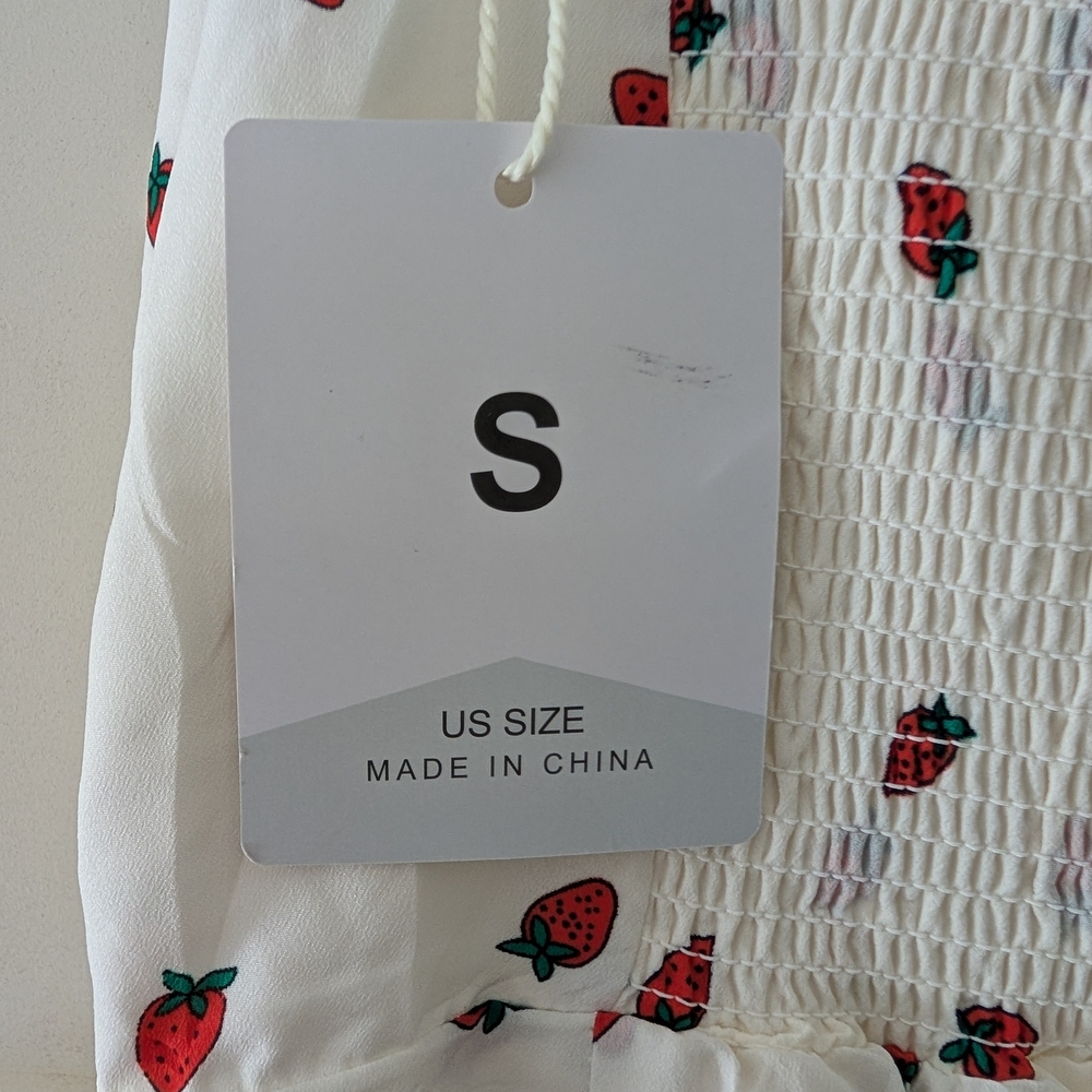 Cream Midi Dress with Red Print - Picture 5 of 6